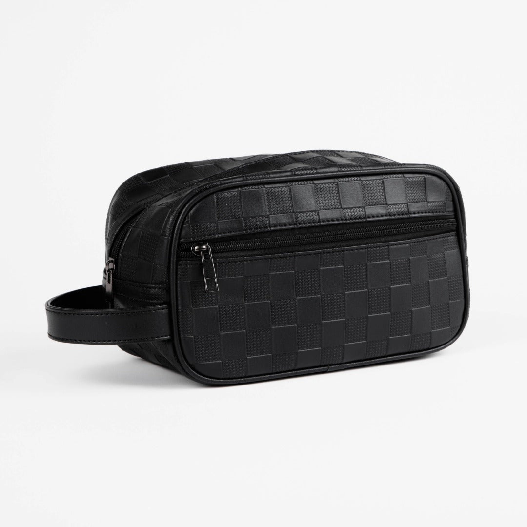 Textured Check Toiletry Bag