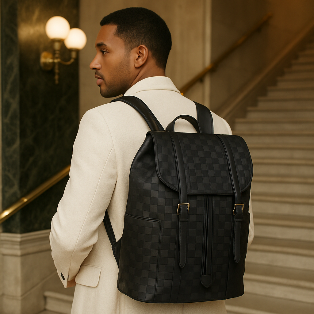 Textured Check Backpack