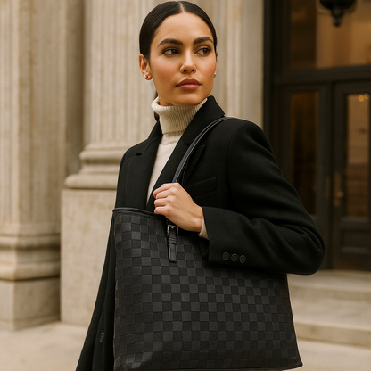 Textured Check Tote Bag