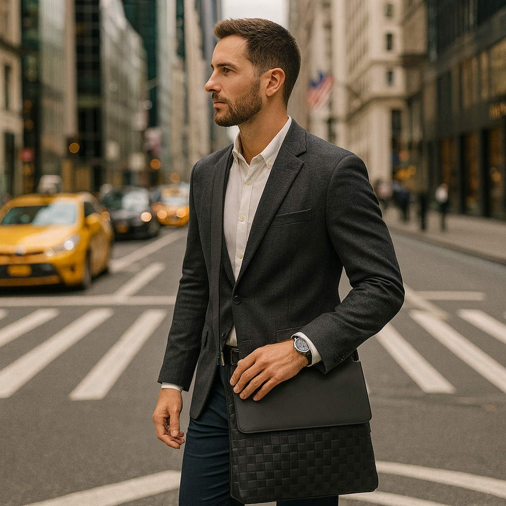 Textured Check Square Bag