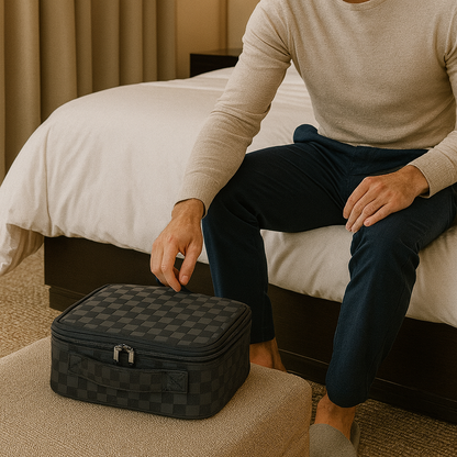 Textured Check Travel Case